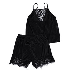 Sexy Women Lace Pajama Sets Sleeveless Strap Sleepwear 