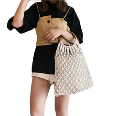 Fashionable Ladies' Straw Woven Handbag For Hollow Beach