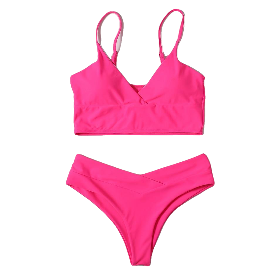 Sexy Women's High Waist Cotton Swimwear Solid Color