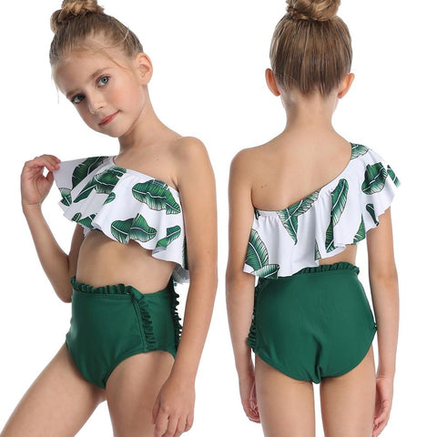 Cute Skin-friendly Split High Waist Ruffle Swimsuits For Toddlers/Teenage Girls