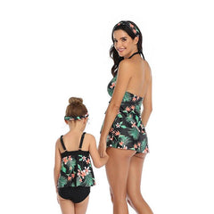 Fashionable High Waist Family Swimwear Two Piece For Hot Mom & Daughter
