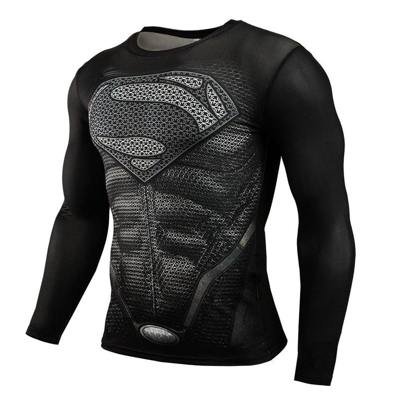 3D Superman Punisher Compression T Shirt - Sheseelady