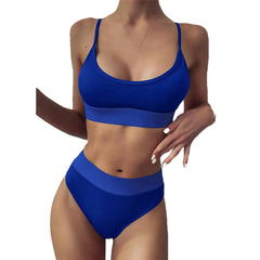 Fashionable Hot Girls' High Waist Push Up Swimwear Solid Color