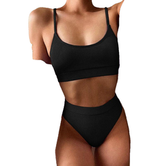 Stylish Hotties' High Waist Ribbed Strap Push Up Swimsuits