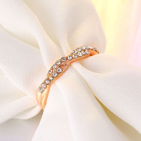 Modèle Twisted Rope Hemp Flowers Ring Plating Rose Gold Argent Micro Cubic Zirconia Tail Ring Fashion Bijoux femmes