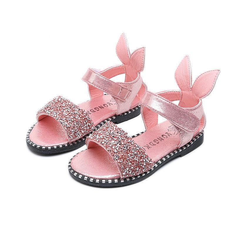 Bling Shiny Rhinestone Girls Sandals With Rabbit Ear - Sheseelady