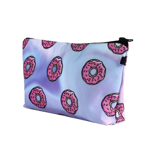 Polyester Full Print Multicolor Cute Cosmetics Pouch For Travel Ladies