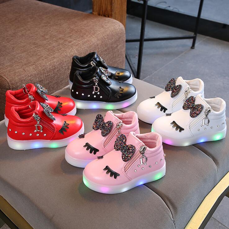 Cute Princess Bow Girls Led Sneakers For Unisex - Sheseelady