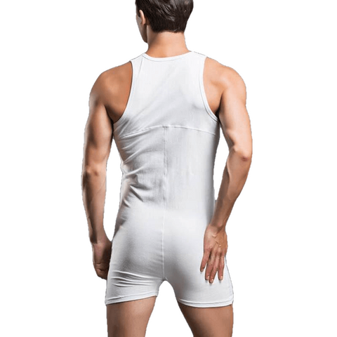 Sexy Comfortable Men's Solid Color Sleeveless Cotton Bodysuits