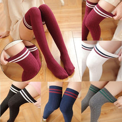 Long Stockings Women Cotton Warm Thigh High New Fashion Striped Knee Socks Sexy Over The Knee Stockings For Ladies - Sheseelady