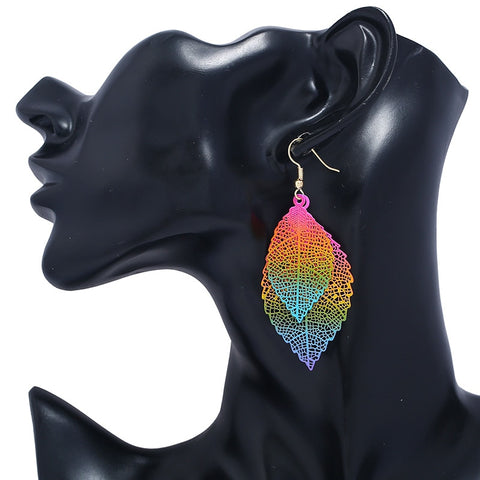 Vintage Folhas Drop Earrings Luxo Boho Boêmio Dangle Earrings Hollow Out Earrings For Women New Fashion Jewelry