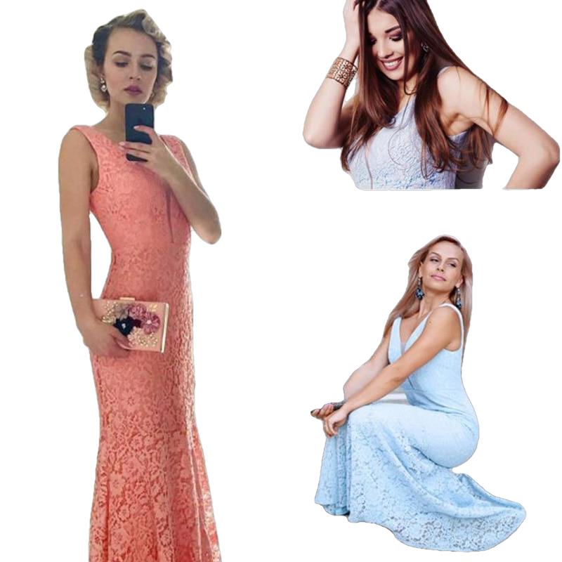 Elegant Lace V-Neck Mermaid Prom Dress for Christmas