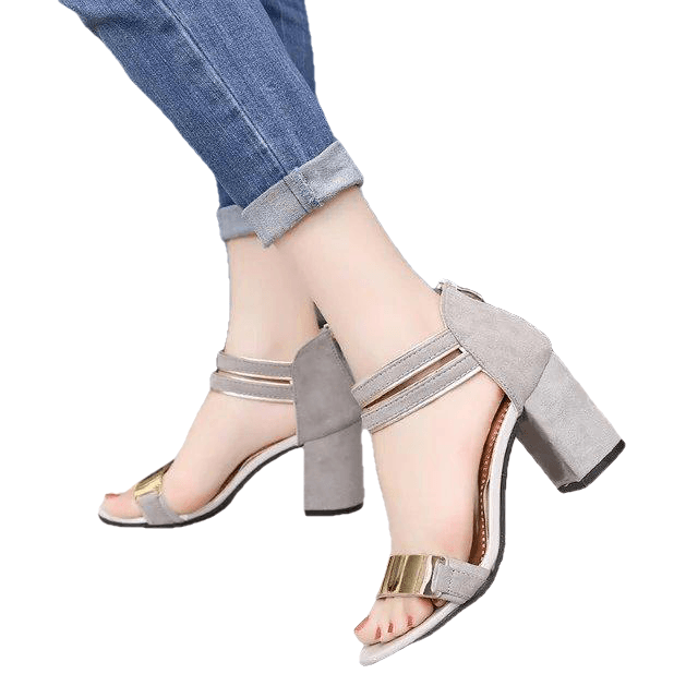 Ladies Ankle-Wrap Shoes Summer Gladiator Sandals Women Square Heel Sandals Party Wedding Shoes Bling Bling Ladies Sandals - Sheseelady