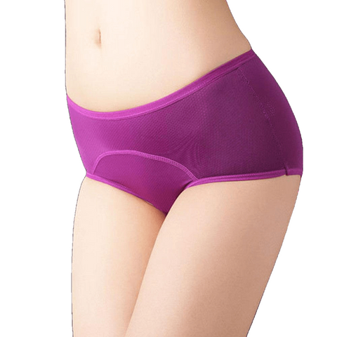 Lady Menstrual Period Breathable Panties Holes Briefs Leakproof Underwear Cotton Soft Solid Mid-Waist Panties Women Plus Size - Sheseelady