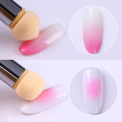 Trendy Round-tipped Nail Powder Brush With Replaceable Sponge Heads