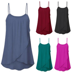 Sling Cross Irregular Chiffon Top Vest Chiffon Blouses