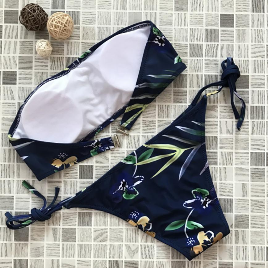 Female Print Split Bikini Swimwear Strap Bikini Set - Sheseelady