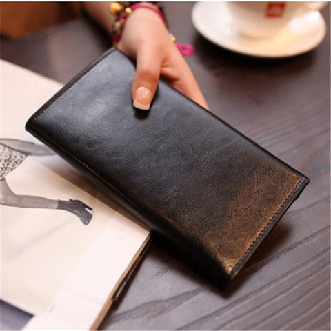 Genuine Cow Leather Magnetic Buckle Clutch Bag With Special Card Pockets - Sheseelady