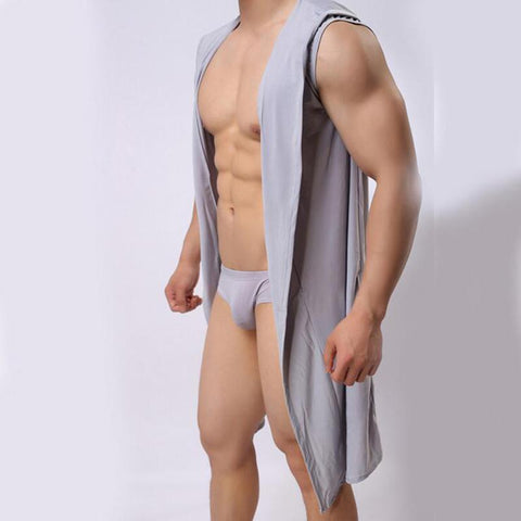 Seda de gelo de roupão de banho masculina sexy pijama coberta