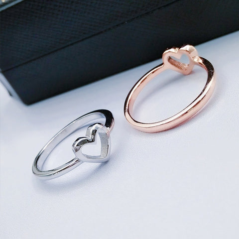 Modyle New Fashion Rose Gold Color Heart Shaped Wedding Ring For Women