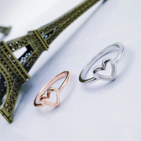Modyle New Fashion Rose Gold Color Heart Shaped Wedding Ring For Women