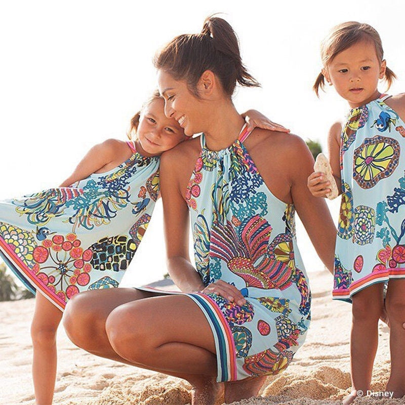 Mother Daughter Floral Beach And Party Wear Short Dresses