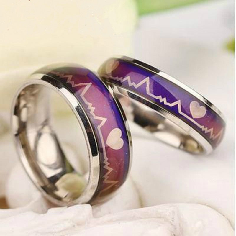 女性の人の方法宝石類のための魔法のStanless鋼鉄結婚指輪を変える気分リング色温度