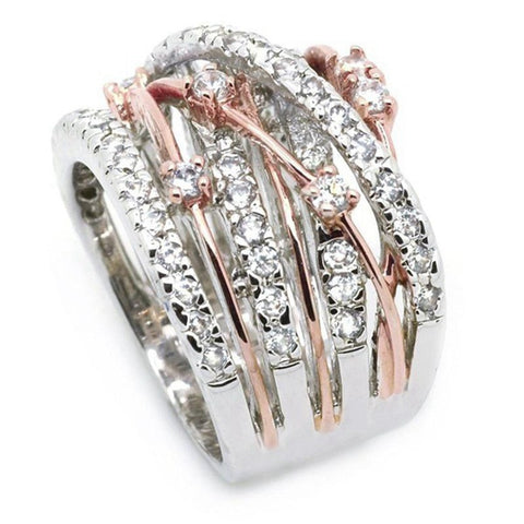 Nova chegada Silver Rose Gold Zircon Stone Rings for Women Fashion Jewelry Engagement Ring