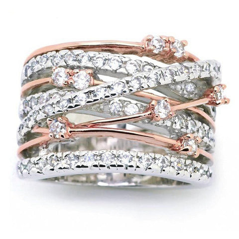 Nova chegada Silver Rose Gold Zircon Stone Rings for Women Fashion Jewelry Engagement Ring