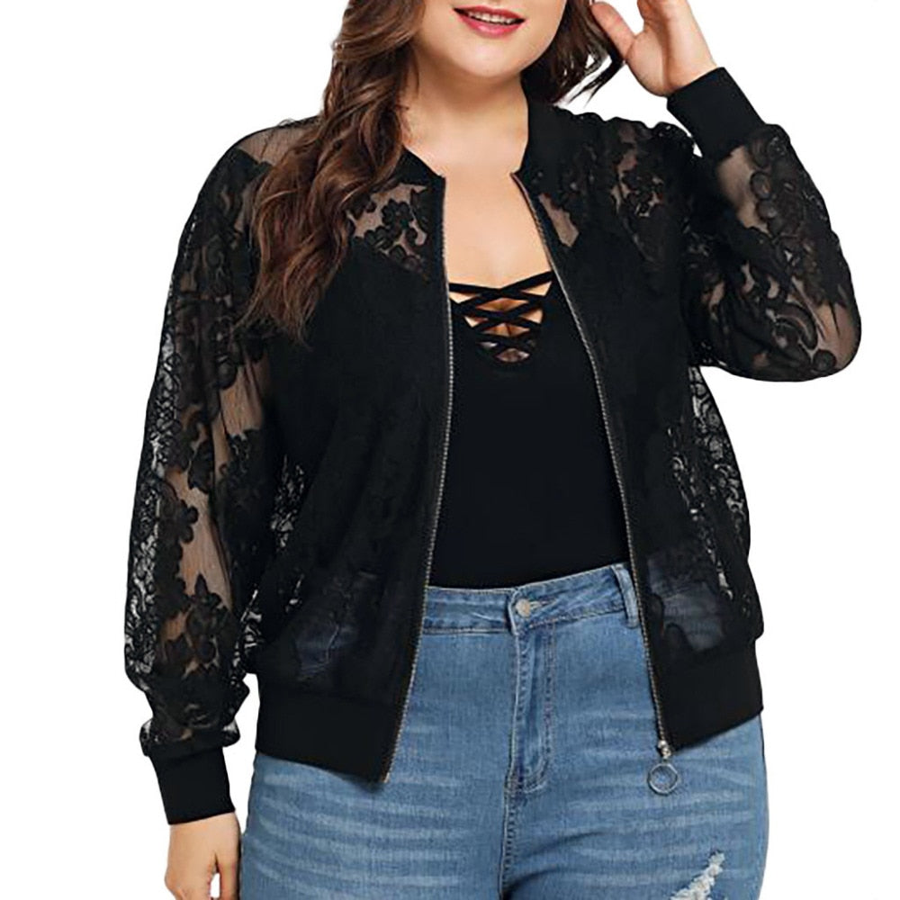 New Arrival Solid Casual Lace Loose Shawl Cardigan Top Blouse