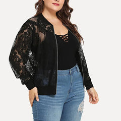 Nova Blusa Sólida Casual de Renda Solta Xale Cardigan Top