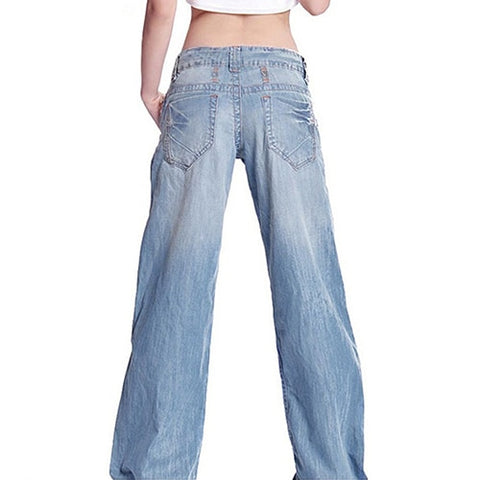 Fashion Slim Temperament Casual Vintage Wide-Legged Jeans - Sheseelady