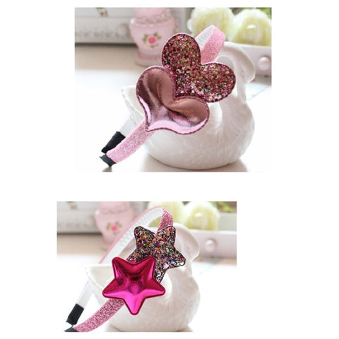 Pink Hairband Star Girls Silver Heart Sequin pour les enfants