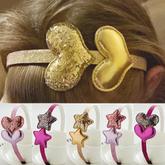 Pink Hairband Star Girls Silver Heart Sequin pour les enfants