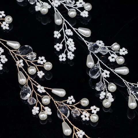 New Fashion Pearl Flower Vine Tiara Noiva Hair Ornaments Wedding Acessórios