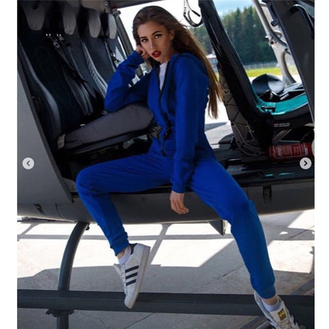 新しいファッション女性セクシージャンプスーツロングスリーブハイウェイストジャンプスーツフッディーズストリートウェアはジャンプシットロンパーロングトラウザーを描く
