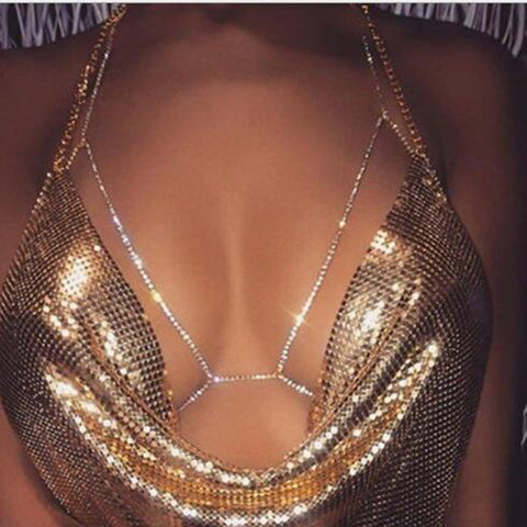 Stylish Sexy Women's Sparkle Rhinestone Body Chain For Bra