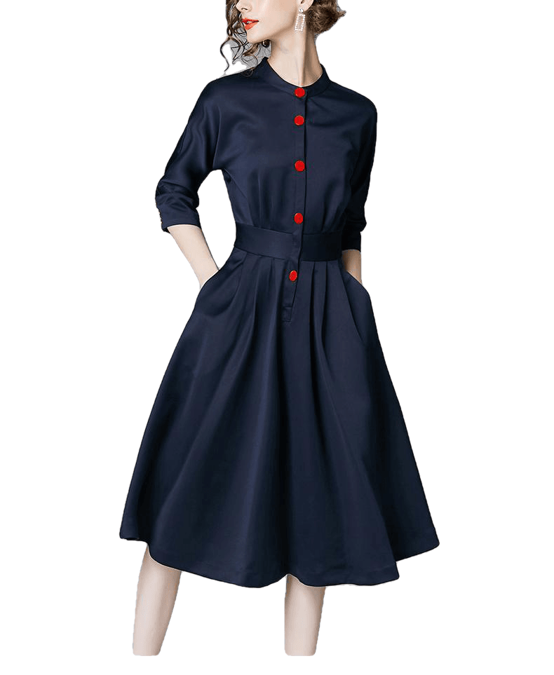 Elegant Slim 3/4 Sleeve A Line Office Wear Vintage Dresses - Sheseelady