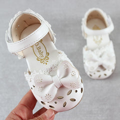 Stylish Breathable Girls' Hollow Out Sandal With Bow & Lace