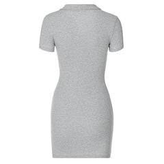 Thread Open Collar All-Matching Slim Fit Short Dress