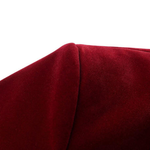 Jaqueta de lazer vermelha de vinho de veludo de outono masculino
