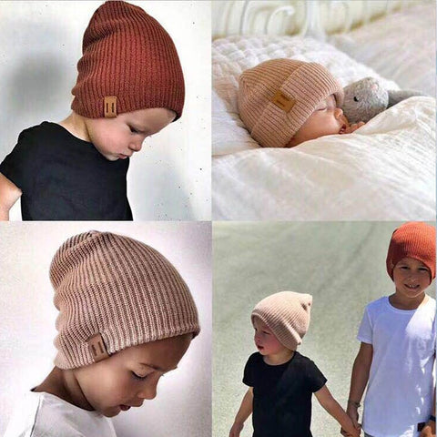 Baby Hat Kids Newborn Knitted Cap Crochet Solid Children Beanies Boys Girls Hats Headwear Toddler Kids Caps Accessories - Sheseelady