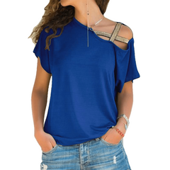 Criss Irregulares Cross Blusa Patchwork Solid Tops