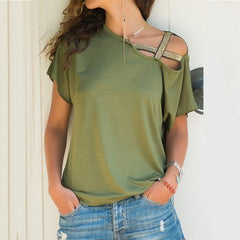 Criss Irregulares Cross Blusa Patchwork Solid Tops