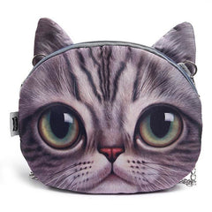 Women Cute Cartoon Cat Head Pattern Shoulder Bag Chain Cross Body