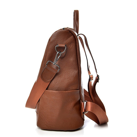 Nova mochila casual de couro pu de grande capacidade e multifuncional