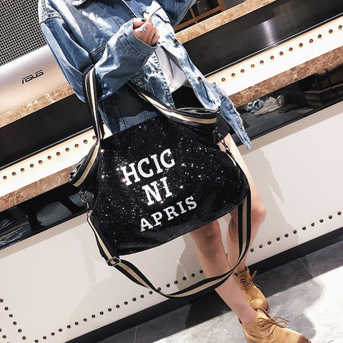 Sequin Women Bags Feminino Grande Capacidade Top-Handle Bags Aplicques Lady ' S Handbags National Casual Tote Girl Messenger Bags