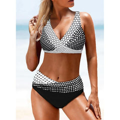 Elegant Hotties' Split High Waist Push Up Swimsuit With Cross Bandage