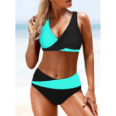 Elegant Hotties' Split High Waist Push Up Swimsuit With Cross Bandage