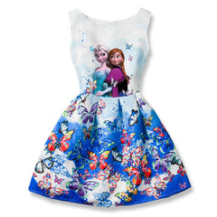 Butterfly Print Anna Elsa Dress For Girls - Sheseelady